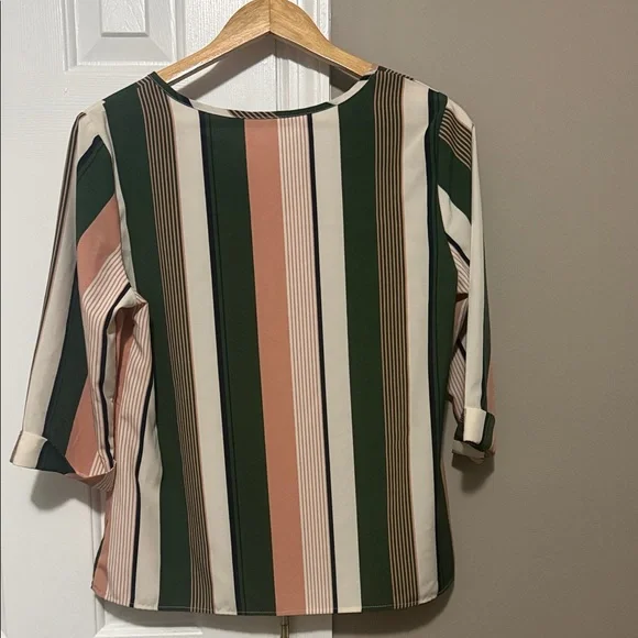 SHEIN Striped Blouse in Green, Pink, and Cream NWOT - Picture 6 of 6